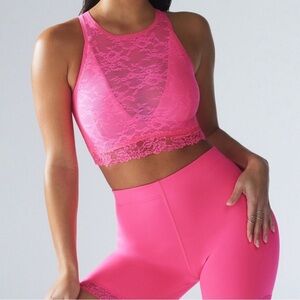 Savage X Fenty Lace Race High Neck, sports bra/XS and High Waisted bike shorts/S